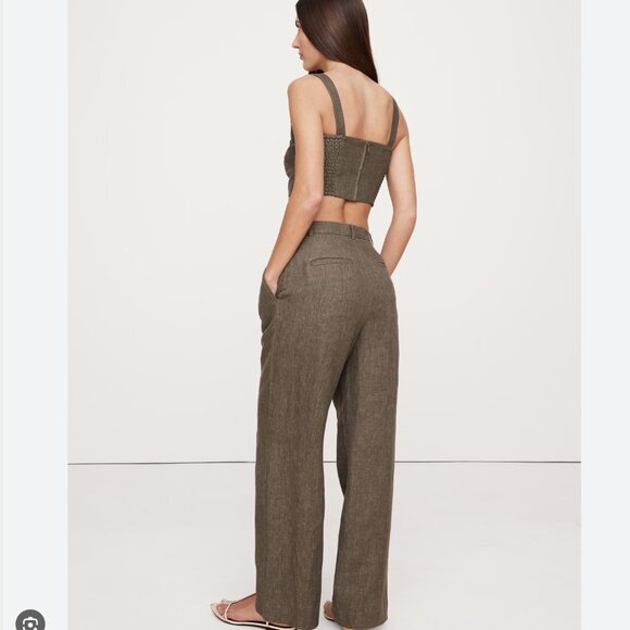 Banana Republic Soho High-Rise Wide-Leg Linen Pant Size 10P - Picture 2 of 10